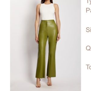 MESHKI green faux leather straight leg pant